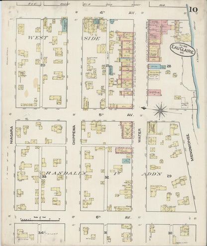 Sanborn Fire Insurance Map from Eau Claire, Eau Claire County, Wisconsin (1883), Sheet #0010 - Complete Map Set gallery image, historic Sanborn map, vintage wall art, Wisconsin Wisconsin