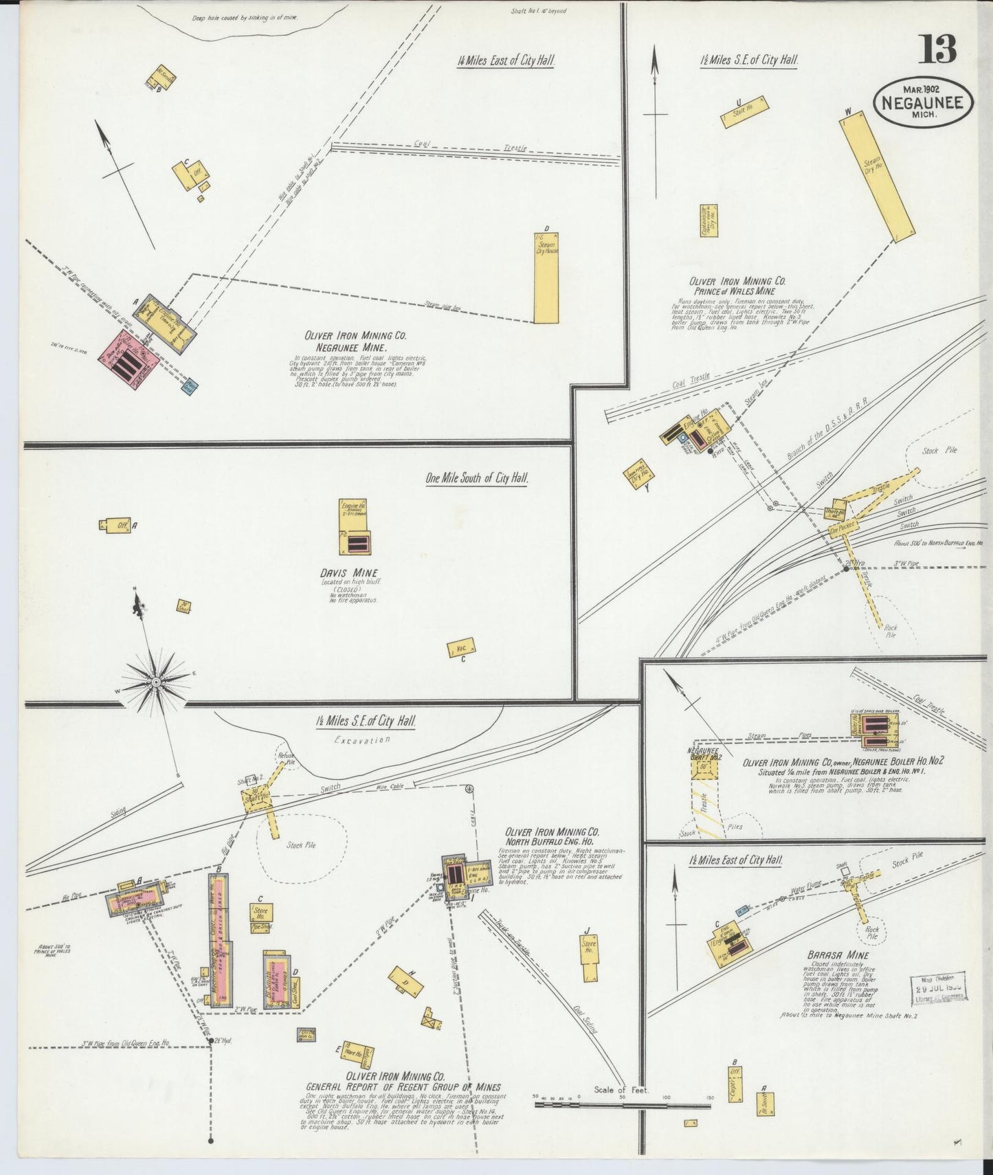 Sanborn Fire Insurance Map from Negaunee, Marquette County, Michigan (1902), Sheet #0013 - Complete Map Set gallery image, historic Sanborn map, vintage wall art, Michigan Michigan