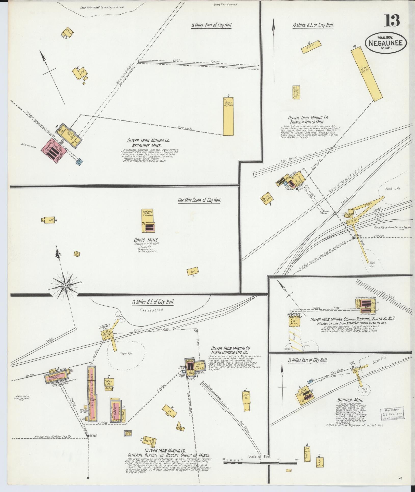 Sanborn Fire Insurance Map from Negaunee, Marquette County, Michigan (1902), Sheet #0013 - Complete Map Set gallery image, historic Sanborn map, vintage wall art, Michigan Michigan