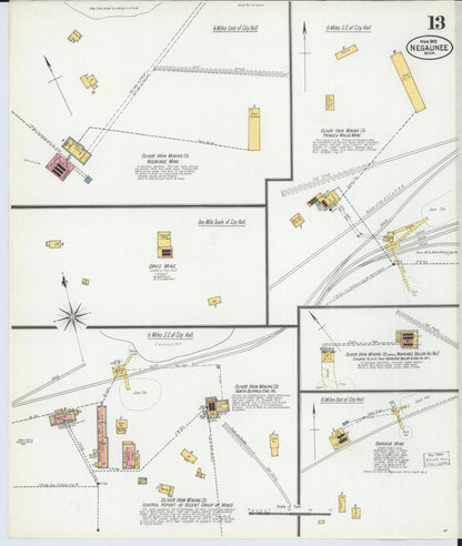 Sanborn Fire Insurance Map from Negaunee, Marquette County, Michigan (1902), Sheet #0013 - Complete Map Set gallery image, historic Sanborn map, vintage wall art, Michigan Michigan