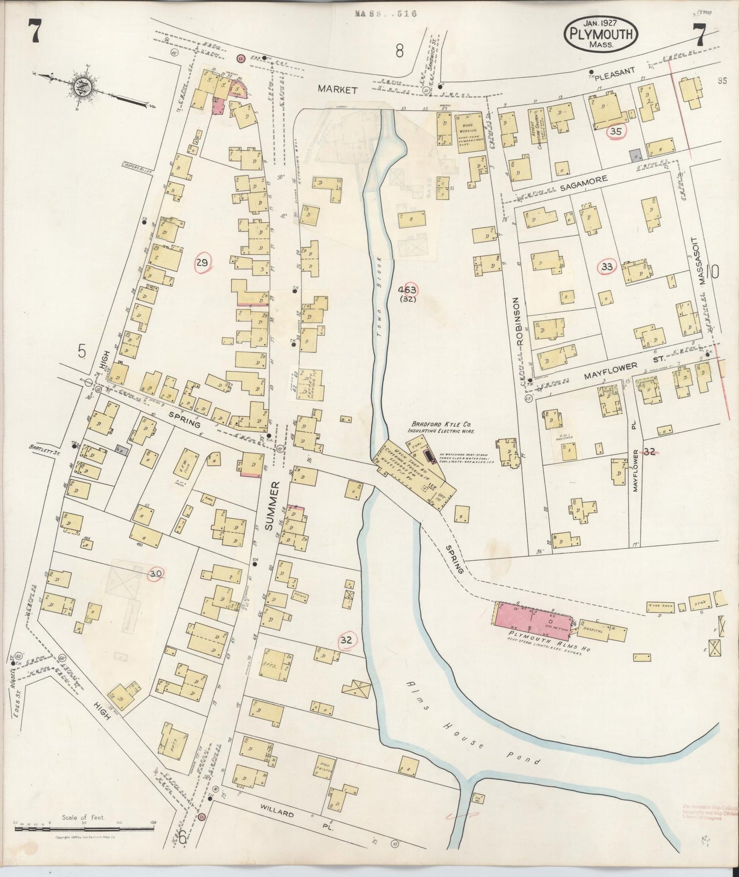 Sanborn Fire Insurance Map from Plymouth, Plymouth County, Massachusetts (1948), Sheet #0007 - Complete Map Set gallery image, historic Sanborn map, vintage wall art, Massachusetts Massachusetts