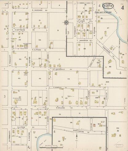 Sanborn Fire Insurance Map from Eustis, Lake County, Florida (1922), Sheet #0004 - Complete Map Set gallery image, historic Sanborn map, vintage wall art, Florida Florida