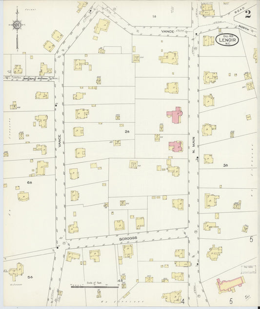 Sanborn Fire Insurance Map from Lenoir, Caldwell County, North Carolina (1913), Sheet #0002 - Historic Sanborn Fire Insurance Map Print, vintage old map wall art, antique decor, genealogy gift, North Carolina North Carolina map