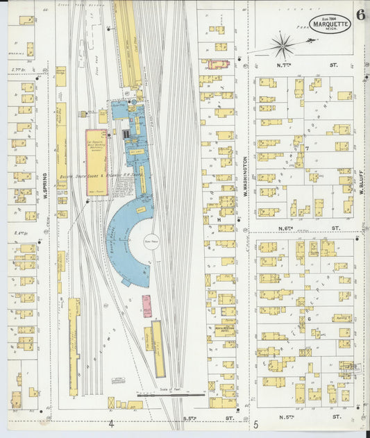 Sanborn Fire Insurance Map from Marquette, Marquette County, Michigan (1904), Sheet #0006 - Historic Sanborn Fire Insurance Map Print, vintage old map wall art, antique decor, genealogy gift, Michigan Michigan map