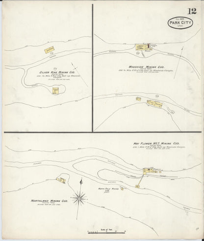 Sanborn Fire Insurance Map from Park City, Summit County, Utah (1889), Sheet #0012 - Complete Map Set gallery image, historic Sanborn map, vintage wall art, Utah Utah