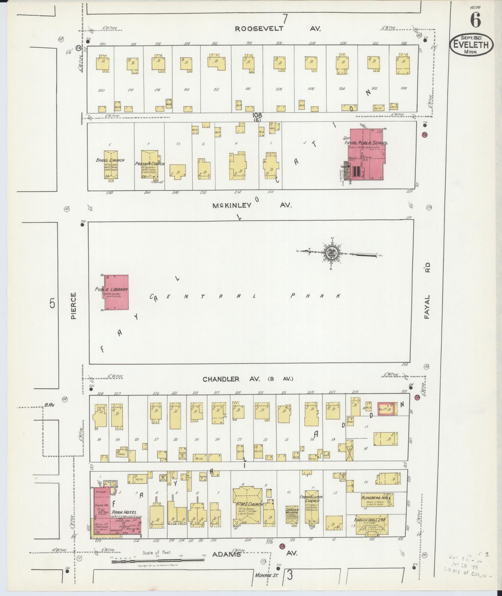 Sanborn Fire Insurance Map from Eveleth, Saint Louis County, Minnesota (1921), Sheet #0006 - Complete Map Set gallery image, historic Sanborn map, vintage wall art, Minnesota Minnesota