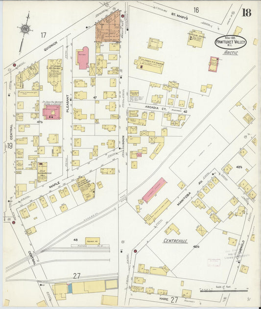 Sanborn Fire Insurance Map from Pawtuxet Valley, Kent and Providence Counties, Rhode Island (1911), Sheet #0018 - Historic Sanborn Fire Insurance Map Print, vintage old map wall art, antique decor, genealogy gift, Washington Washington map