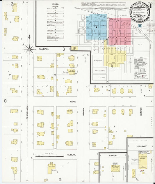 Sanborn Fire Insurance Map from Reinbeck, Grundy County, Iowa (1900), Sheet #0001 - Historic Sanborn Fire Insurance Map Print, vintage old map wall art