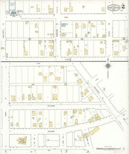 Sanborn Fire Insurance Map from Harlowton, Wheatland County, Montana (1921), Sheet #0002 - Complete Map Set gallery image, historic Sanborn map, vintage wall art, Montana Montana