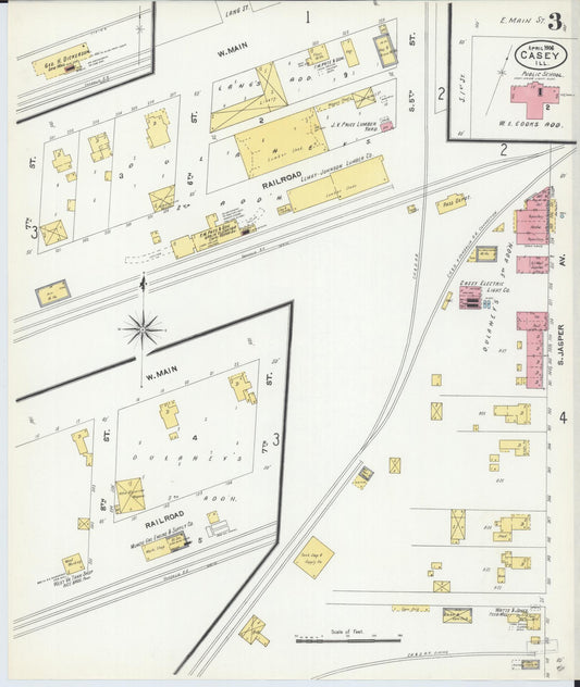 Sanborn Fire Insurance Map from Casey, Clark County, Illinois (1906), Sheet #0003 - Historic Sanborn Fire Insurance Map Print, vintage old map wall art, antique decor, genealogy gift, Illinois Illinois map