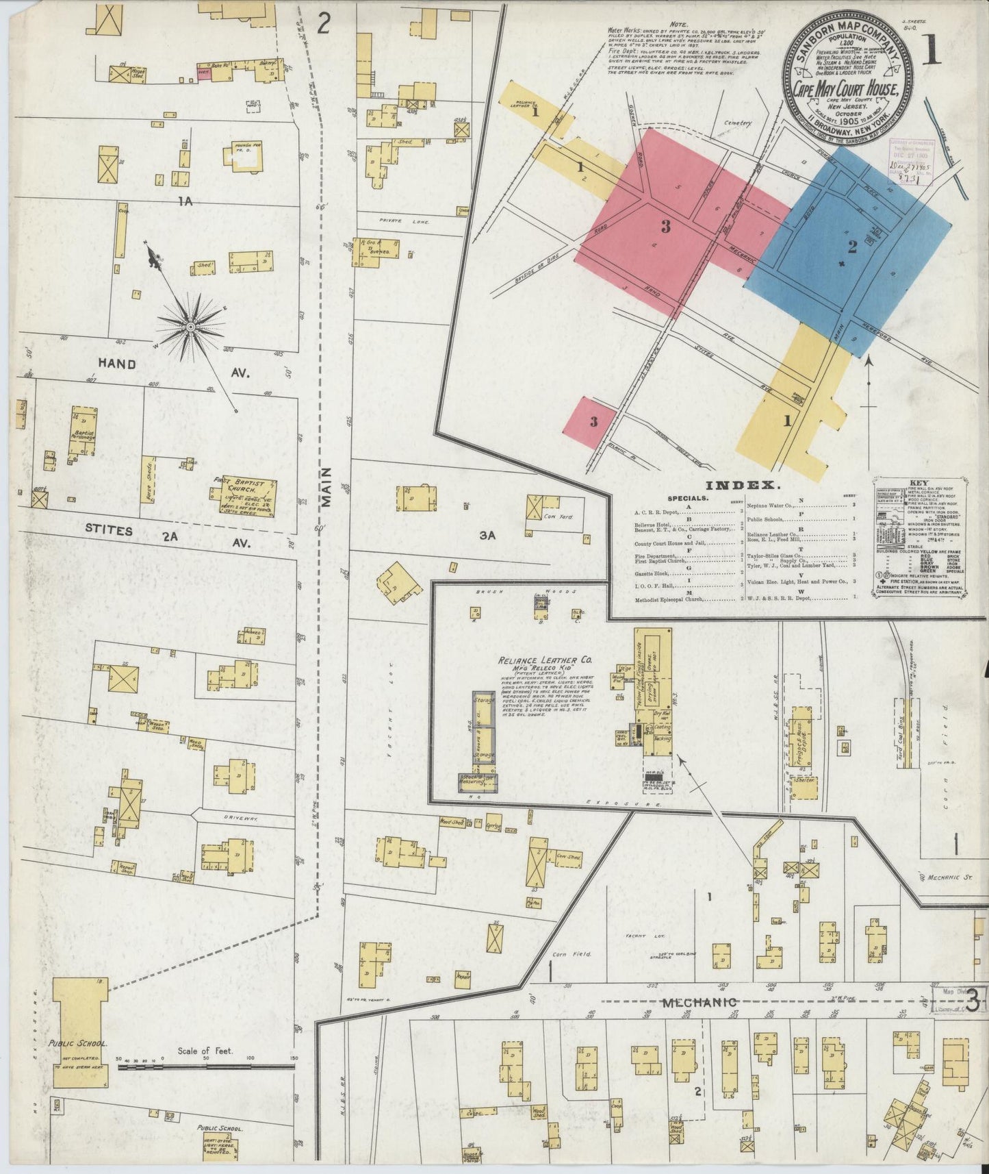 Sanborn Fire Insurance Map from Cape May Court House, Cape May County, New Jersey. (1905) – Historic Sanborn Fire Insurance Map Print