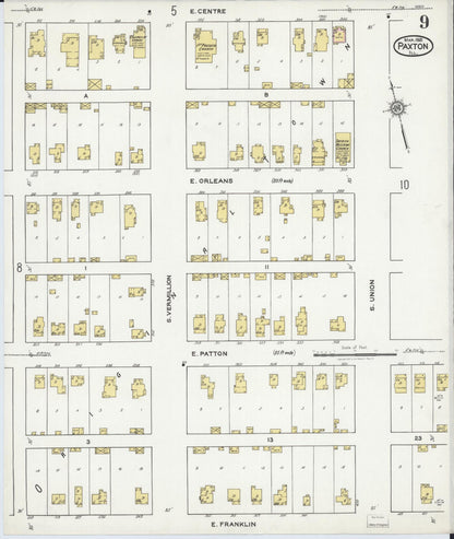 Sanborn Fire Insurance Map from Paxton, Ford County, Illinois (1921), Sheet #0009 - Historic Sanborn Fire Insurance Map Print, vintage old map wall art, antique decor, genealogy gift, Illinois Illinois map