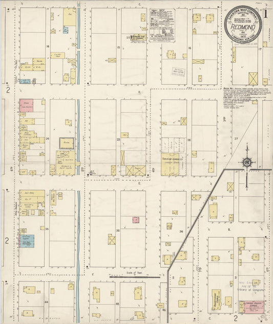 Sanborn Fire Insurance Map from Redmond, Deschutes County, Oregon (1920), Sheet #0001 - Historic Sanborn Fire Insurance Map Print, vintage old map wall art, antique decor, genealogy gift, Oregon Oregon map