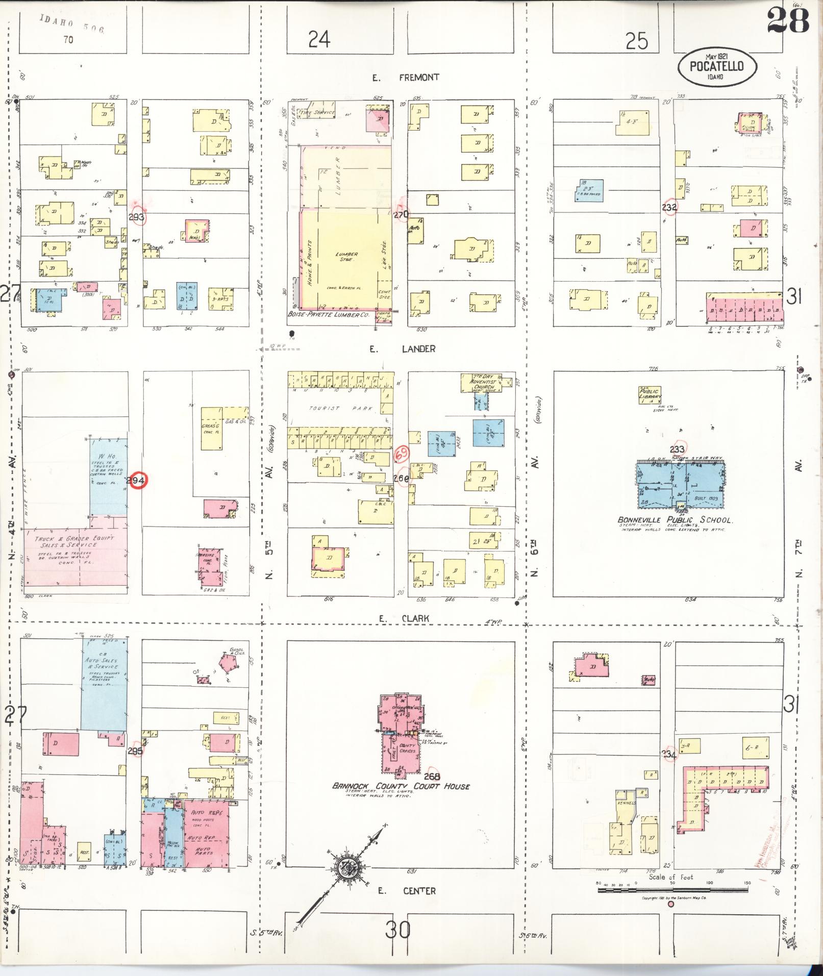 Sanborn Fire Insurance Map from Pocatello, Bannock County, Idaho (1948), Sheet #0028 - Complete Map Set gallery image, historic Sanborn map, vintage wall art, Idaho Idaho