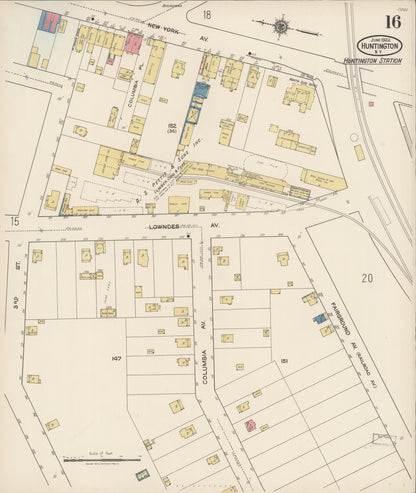 Sanborn Fire Insurance Map from Huntington, Suffolk County, New York (1922), Sheet #0016 - Complete Map Set gallery image, historic Sanborn map, vintage wall art, New York New York