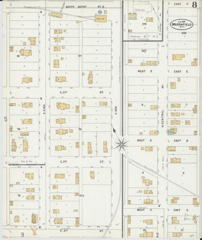 Sanborn Fire Insurance Map from Marshfield, Wood County, Wisconsin (1898), Sheet #0008 - Complete Map Set gallery image, historic Sanborn map, vintage wall art, Wisconsin Wisconsin