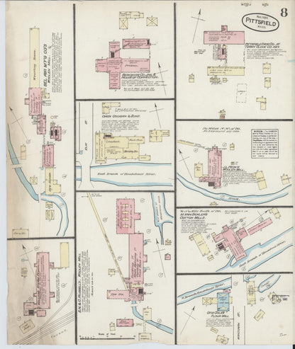 Sanborn Fire Insurance Map from Pittsfield, Berkshire County, Massachusetts (1884), Sheet #0008 - Complete Map Set gallery image, historic Sanborn map, vintage wall art, Massachusetts Massachusetts