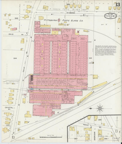 Sanborn Fire Insurance Map from Kokomo, Howard County, Indiana (1896), Sheet #0013 - Historic Sanborn Fire Insurance Map Print, vintage old map wall art, antique decor, genealogy gift, Indiana Indiana map