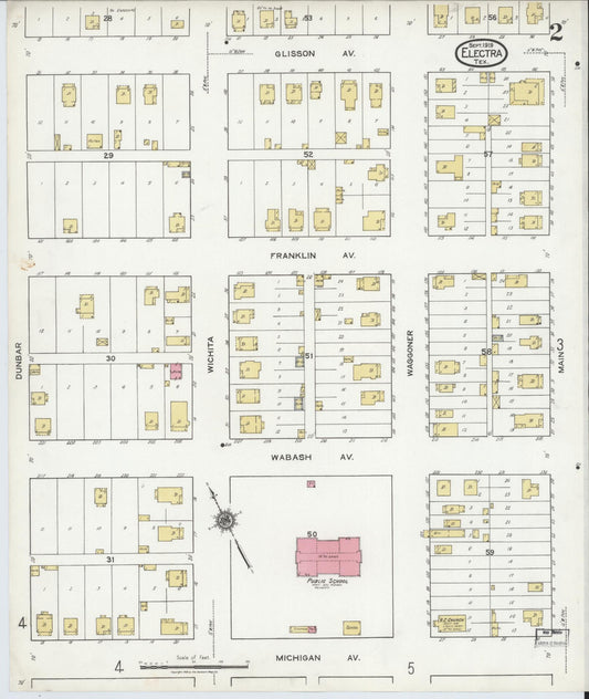 Sanborn Fire Insurance Map from Electra, Wichita County, Texas (1919), Sheet #0002 - Historic Sanborn Fire Insurance Map Print, vintage old map wall art, antique decor, genealogy gift, Texas Texas map