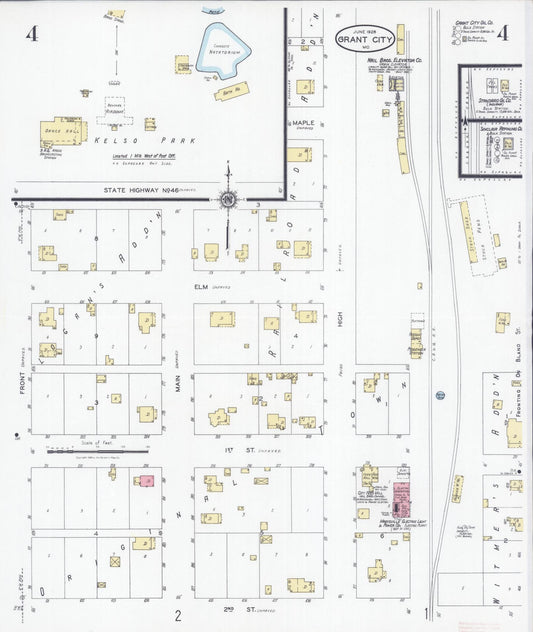 Sanborn Fire Insurance Map from Grant City, Worth County, Missouri (1928), Sheet #0004 - Historic Sanborn Fire Insurance Map Print, vintage old map wall art, antique decor, genealogy gift, Missouri Missouri map