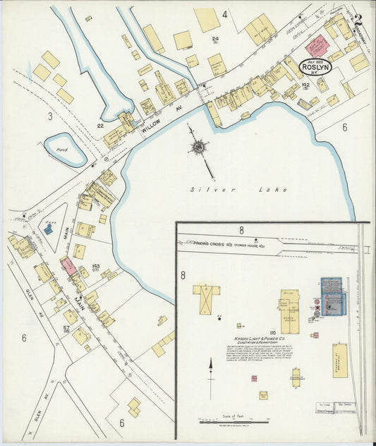 Sanborn Fire Insurance Map from Roslyn, Nassau County, New York (1920), Sheet #0002 - Historic Sanborn Fire Insurance Map Print, vintage old map wall art, antique decor, genealogy gift, New York New York map