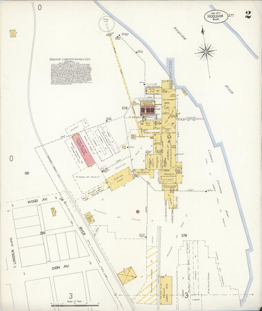 Sanborn Fire Insurance Map from Hoquiam, Grays Harbor County, Washington (1907), Sheet #0002 - Historic Sanborn Fire Insurance Map Print, vintage old map wall art, antique decor, genealogy gift, Washington Washington map