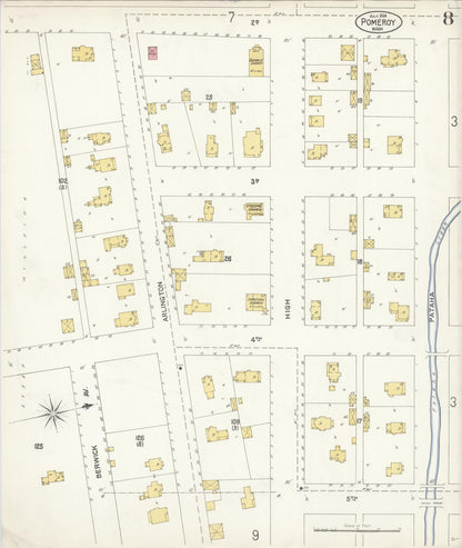 Sanborn Fire Insurance Map from Pomeroy, Garfield County, Washington (1904), Sheet #0008 - Complete Map Set gallery image, historic Sanborn map, vintage wall art, Washington Washington