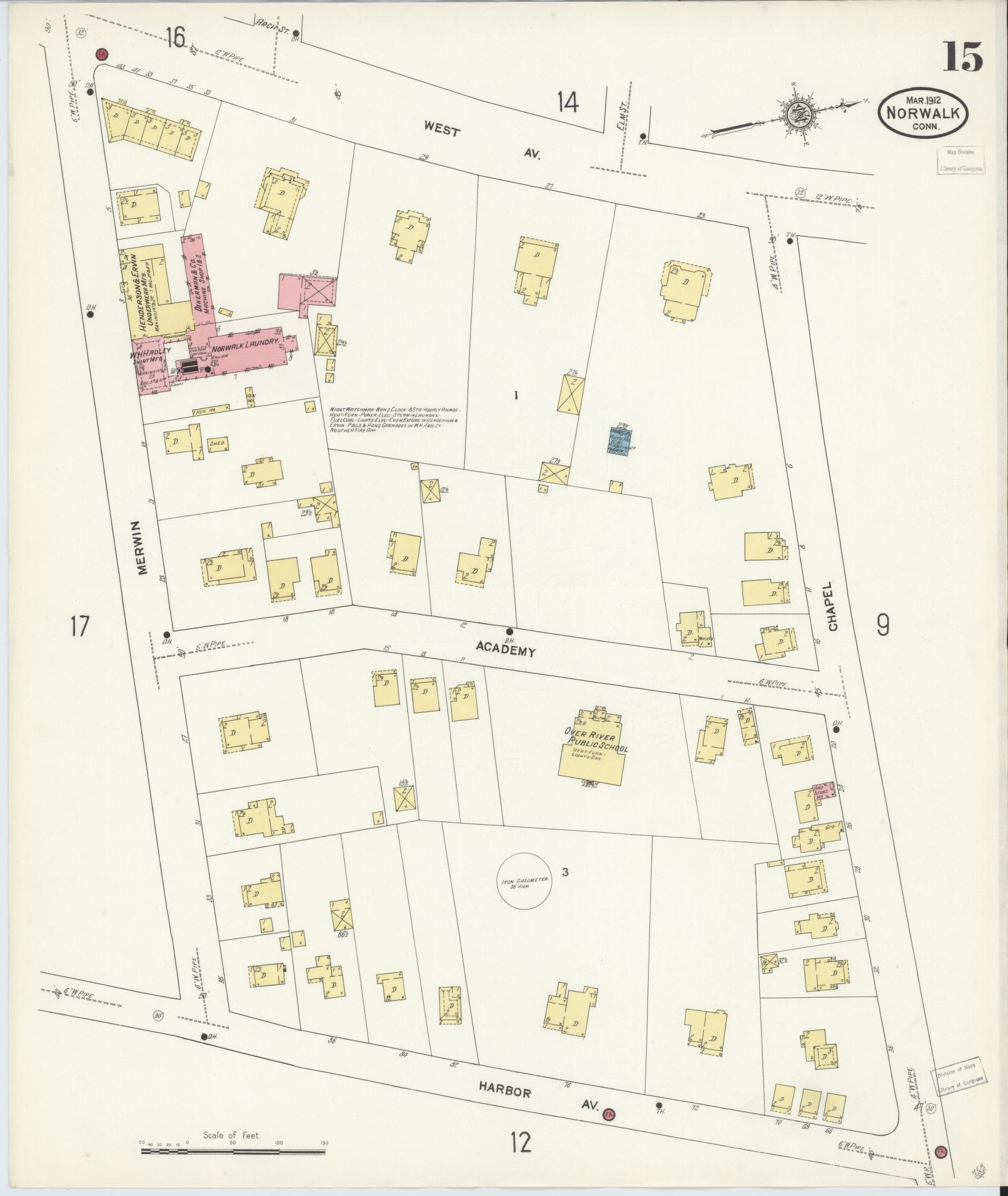 Sanborn Fire Insurance Map from Norwalk, Fairfield County, Connecticut (1912), Sheet #0015 - Complete Map Set gallery image, historic Sanborn map, vintage wall art, Connecticut Connecticut