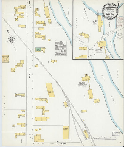 Sanborn Fire Insurance Map from Mars Hill, Aroostook County, Maine (1900), Sheet #0001 - Complete Map Set gallery image, historic Sanborn map, vintage wall art, Maine Maine