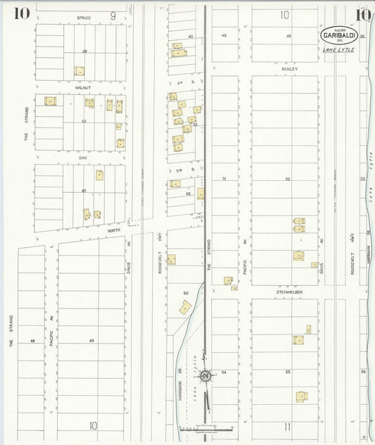 Sanborn Fire Insurance Map from Garibaldi, Tillamook County, Oregon (1929), Sheet #0010 - Historic Sanborn Fire Insurance Map Print, vintage old map wall art, antique decor, genealogy gift, Oregon Oregon map
