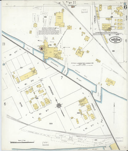 Sanborn Fire Insurance Map from Vancouver, Clark County, Washington (1911), Sheet #0006 - Complete Map Set gallery image, historic Sanborn map, vintage wall art, Washington Washington