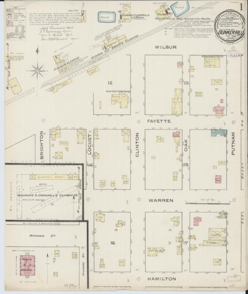 Sanborn Fire Insurance Map from Bunker Hill, Macoupin County, Illinois. (1886) – Map View