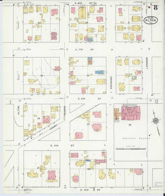Sanborn Fire Insurance Map from Alton, Madison County, Illinois (1915), Sheet #0008 - Historic Sanborn Fire Insurance Map Print, vintage old map wall art, antique decor, genealogy gift, Illinois Illinois map