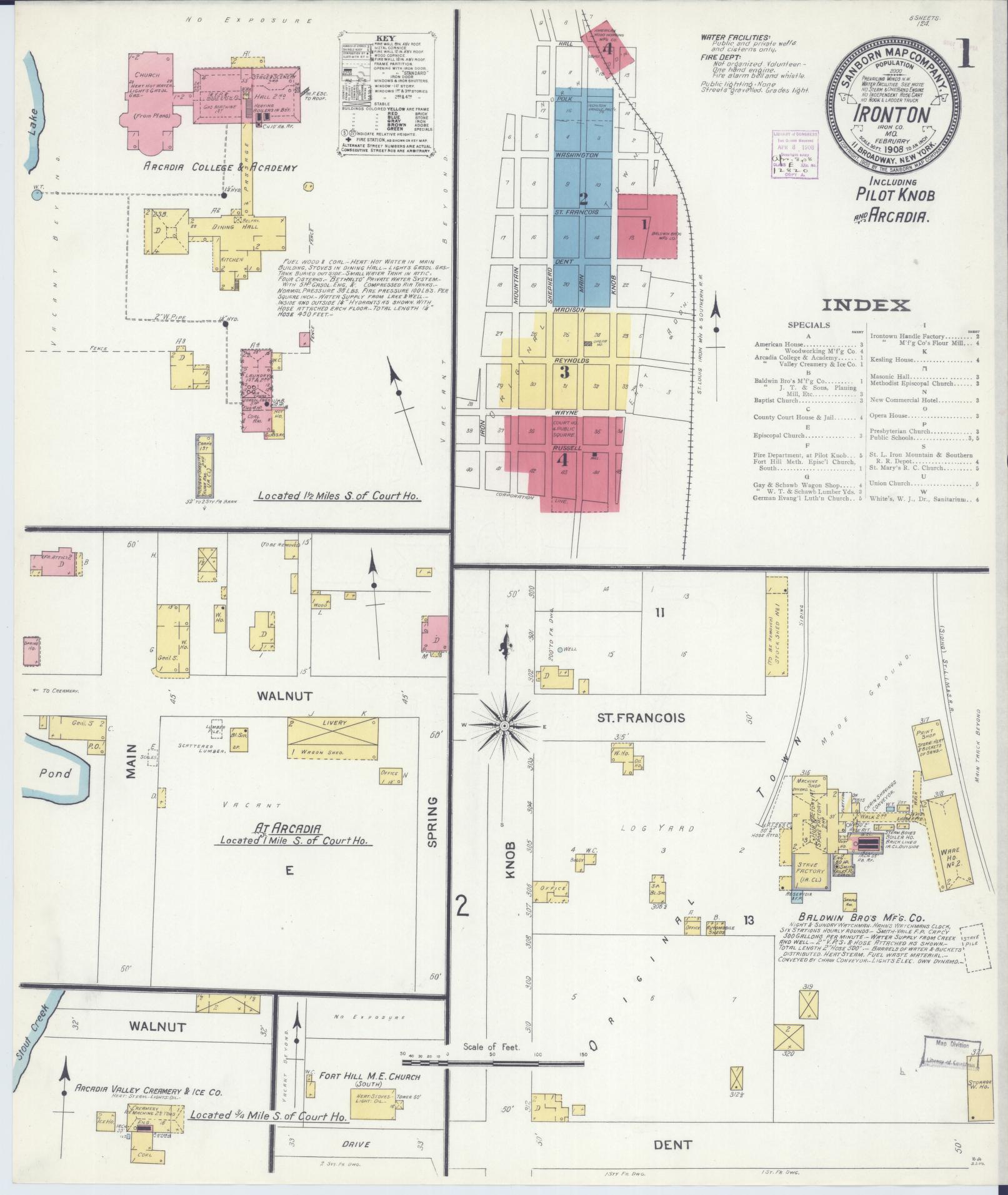 Sanborn Fire Insurance Map from Ironton, Iron County, Missouri. (1908) – Historic Sanborn Fire Insurance Map Print