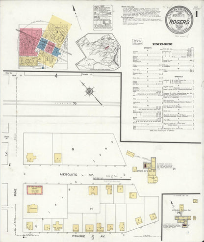 Sanborn Fire Insurance Map from Rogers, Bell County, Texas (1921), Sheet #0001 - Historic Sanborn Fire Insurance Map Print, vintage old map wall art, antique decor, genealogy gift, Texas Texas map