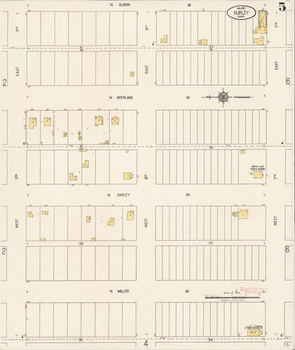 Sanborn Fire Insurance Map from Burley, Cassia County, Idaho (1921), Sheet #0005 - Complete Map Set gallery image, historic Sanborn map, vintage wall art, Idaho Idaho