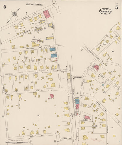Sanborn Fire Insurance Map from Commerce, Jackson County, Georgia (1922), Sheet #0005 - Complete Map Set gallery image, historic Sanborn map, vintage wall art, Georgia Georgia