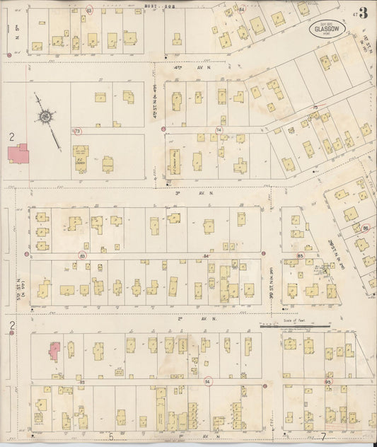 Sanborn Fire Insurance Map from Glasgow, Valley County, Montana (1937), Sheet #0003 - Historic Sanborn Fire Insurance Map Print, vintage old map wall art, antique decor, genealogy gift, Montana Montana map