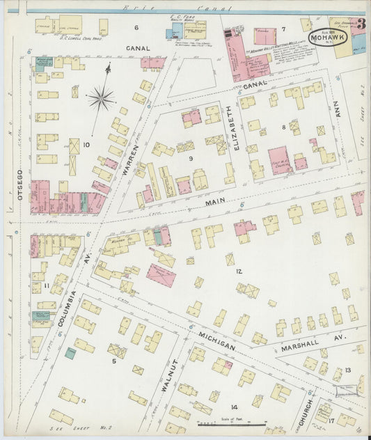 Sanborn Fire Insurance Map from Mohawk, Herkimer County, New York (1891), Sheet #0003 - Historic Sanborn Fire Insurance Map Print, vintage old map wall art, antique decor, genealogy gift, New York New York map