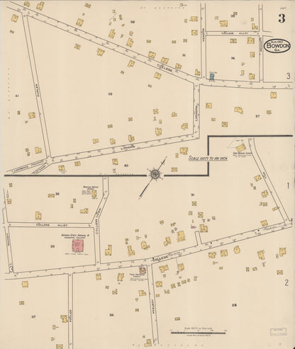 Sanborn Fire Insurance Map from Bowdon, Carroll County, Georgia (1922), Sheet #0003 - Complete Map Set gallery image, historic Sanborn map, vintage wall art, Georgia Georgia