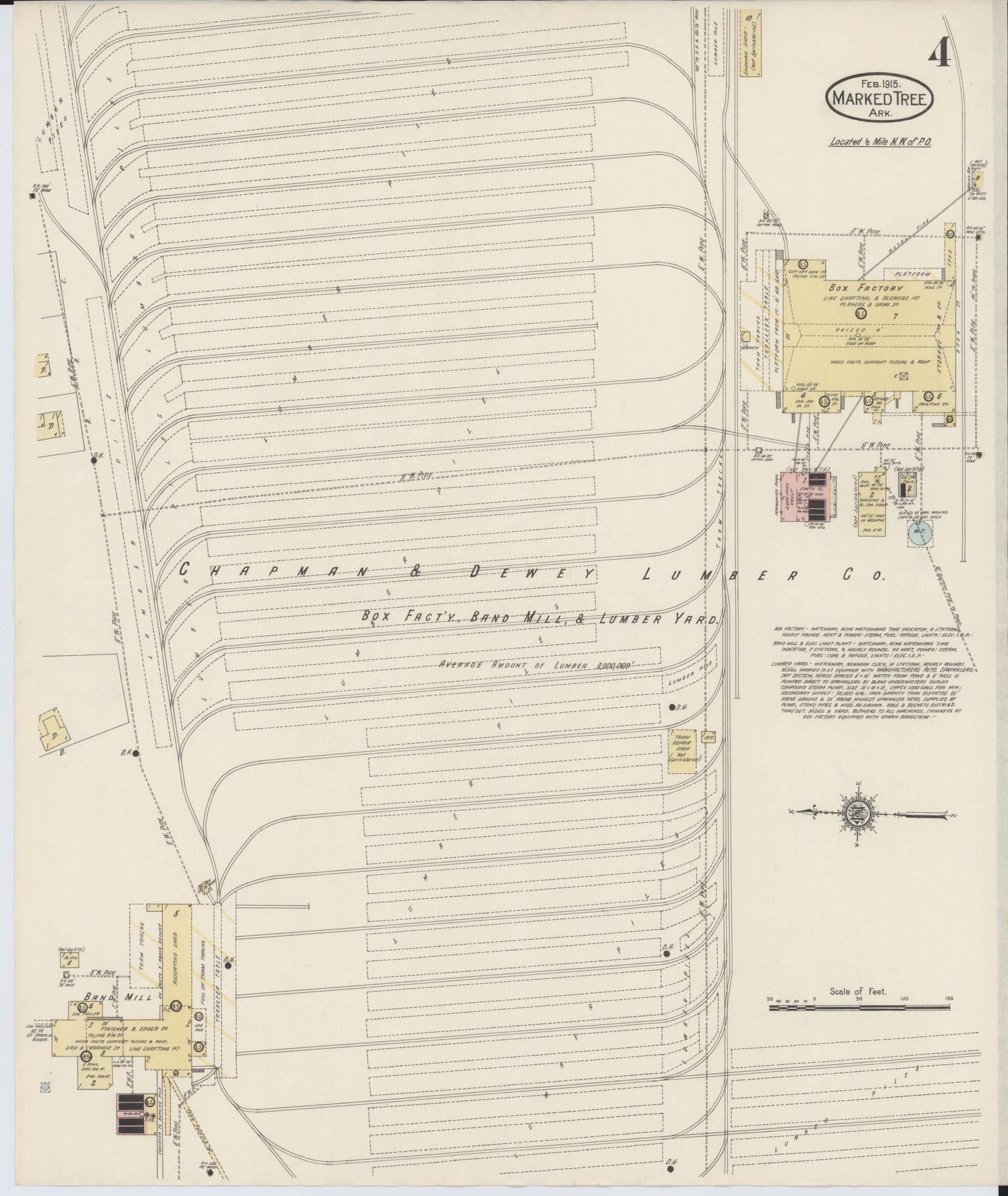 Sanborn Fire Insurance Map from Marked Tree, Poinsett County, Arkansas (1915), Sheet #0004 - Historic Sanborn Fire Insurance Map Print, vintage old map wall art, antique decor, genealogy gift, Arkansas Arkansas map