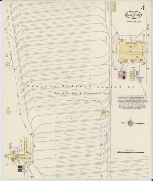 Sanborn Fire Insurance Map from Marked Tree, Poinsett County, Arkansas (1915), Sheet #0004 - Historic Sanborn Fire Insurance Map Print, vintage old map wall art, antique decor, genealogy gift, Arkansas Arkansas map