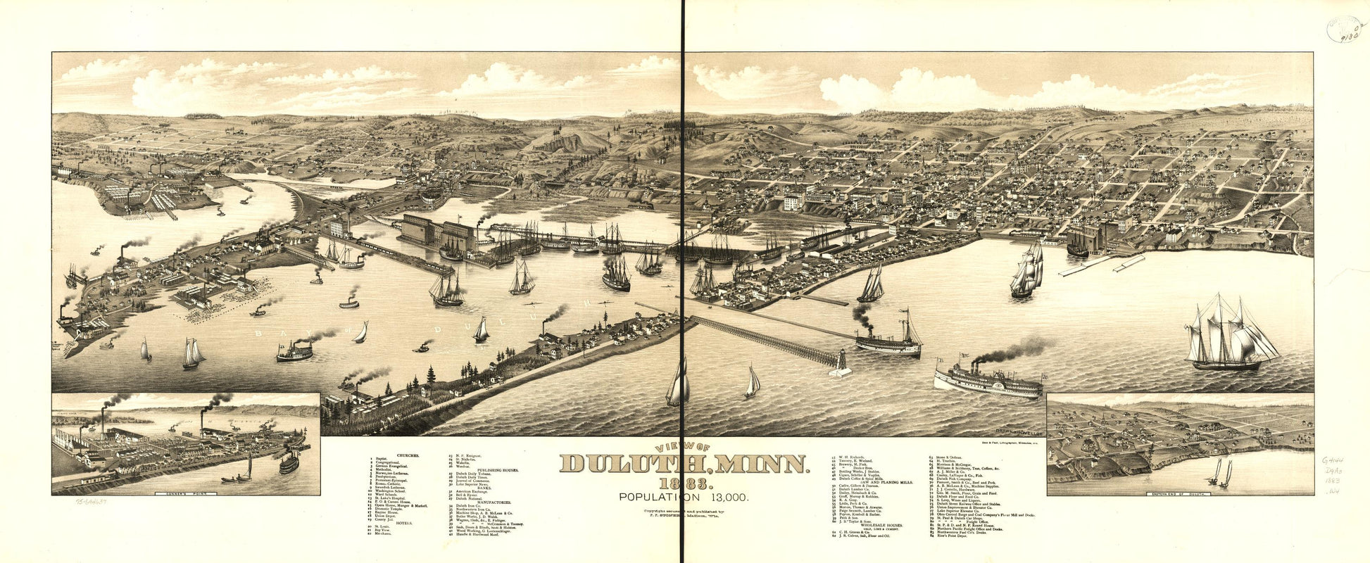 View of Duluth, Minn. 1883. (1883) – Historic Bird’s-Eye View Panorama Print