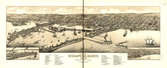 View of Duluth, Minn. 1883. (1883) – Historic Bird’s-Eye View Panorama Print