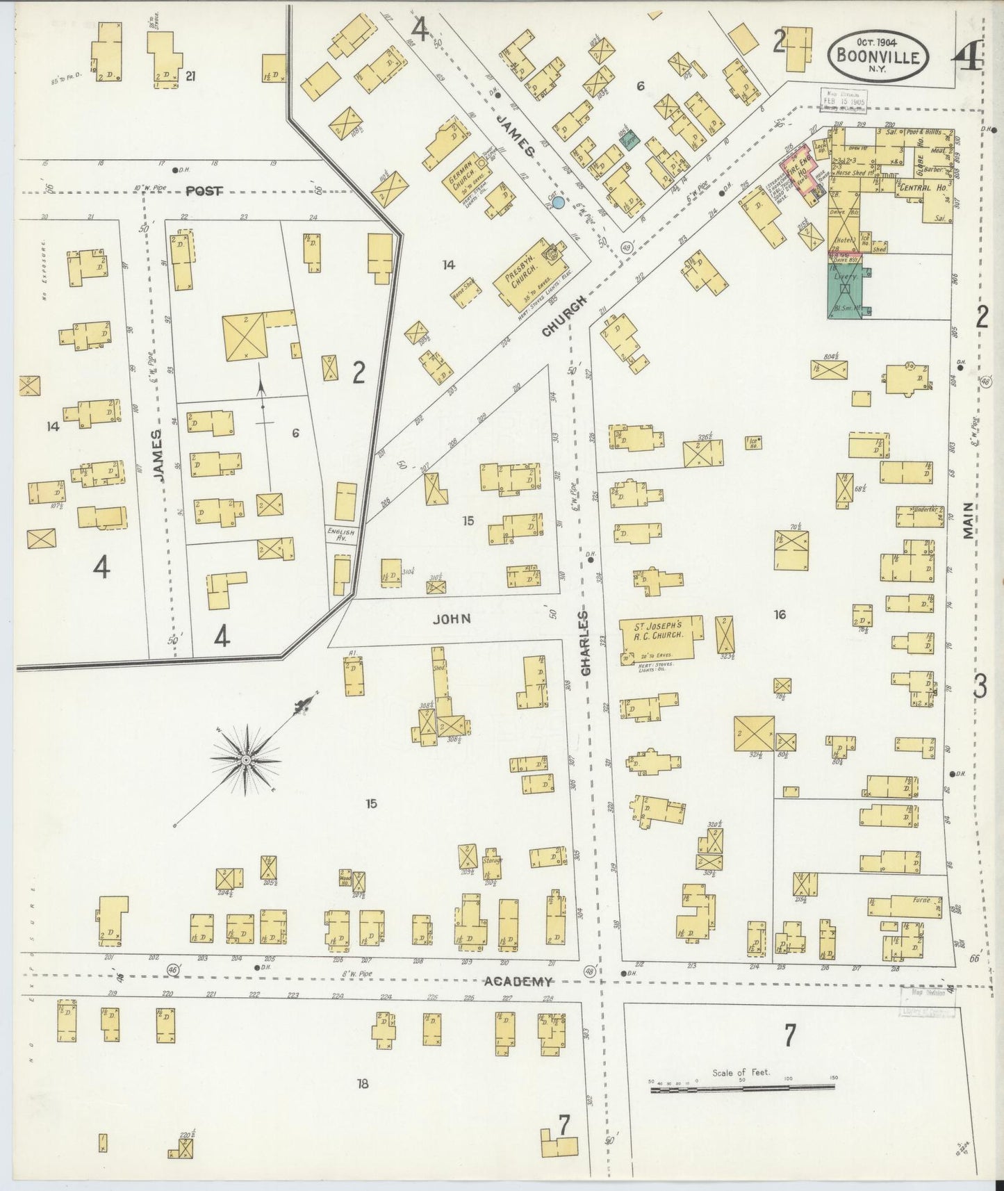Sanborn Fire Insurance Map from Boonville, Oneida County, New York (1904), Sheet #0004 - Complete Map Set gallery image, historic Sanborn map, vintage wall art, New York New York