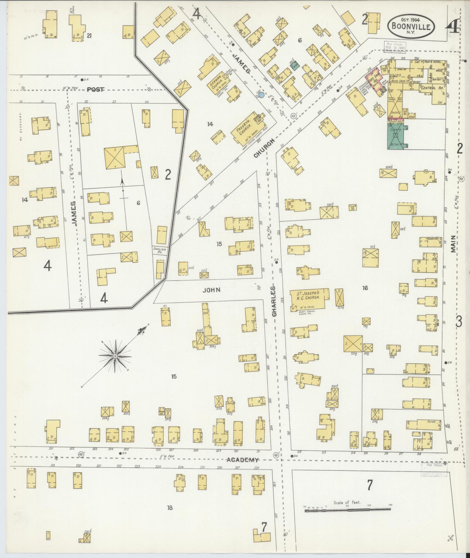 Sanborn Fire Insurance Map from Boonville, Oneida County, New York (1904), Sheet #0004 - Complete Map Set gallery image, historic Sanborn map, vintage wall art, New York New York