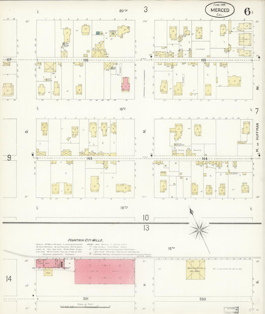 Sanborn Fire Insurance Map from Merced, Merced County, California (1898), Sheet #0006 - Historic Sanborn Fire Insurance Map Print, vintage old map wall art, antique decor, genealogy gift, California California map
