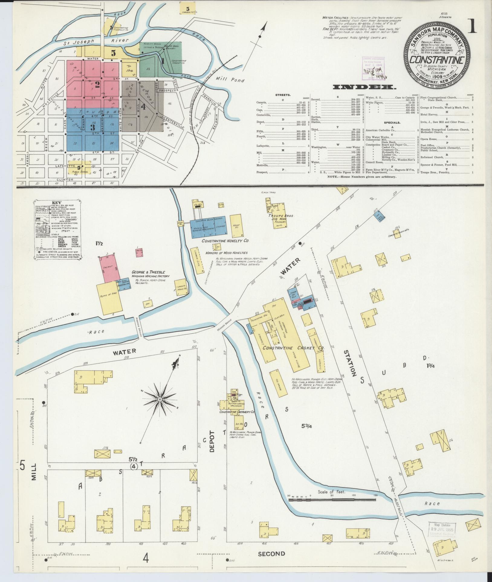 Sanborn Fire Insurance Map from Constantine, Saint Joseph County, Michigan. (1909) – Historic Sanborn Fire Insurance Map Print