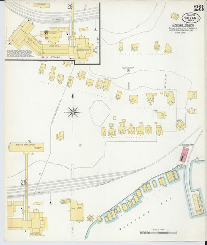 Sanborn Fire Insurance Map from Holland, Ottawa County, Michigan (1908), Sheet #0028 - Historic Sanborn Fire Insurance Map Print, vintage old map wall art, antique decor, genealogy gift, Michigan Michigan map