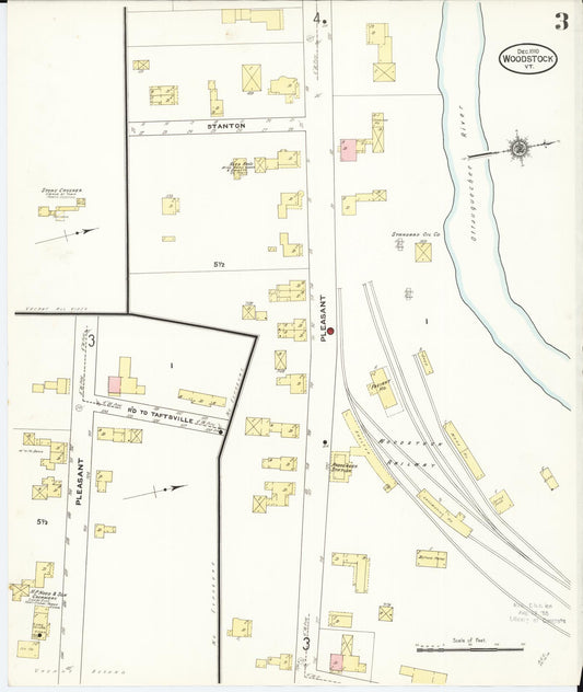 Sanborn Fire Insurance Map from Woodstock, Windsor County, Vermont (1910), Sheet #0003 - Historic Sanborn Fire Insurance Map Print, vintage old map wall art, antique decor, genealogy gift, Vermont Vermont map